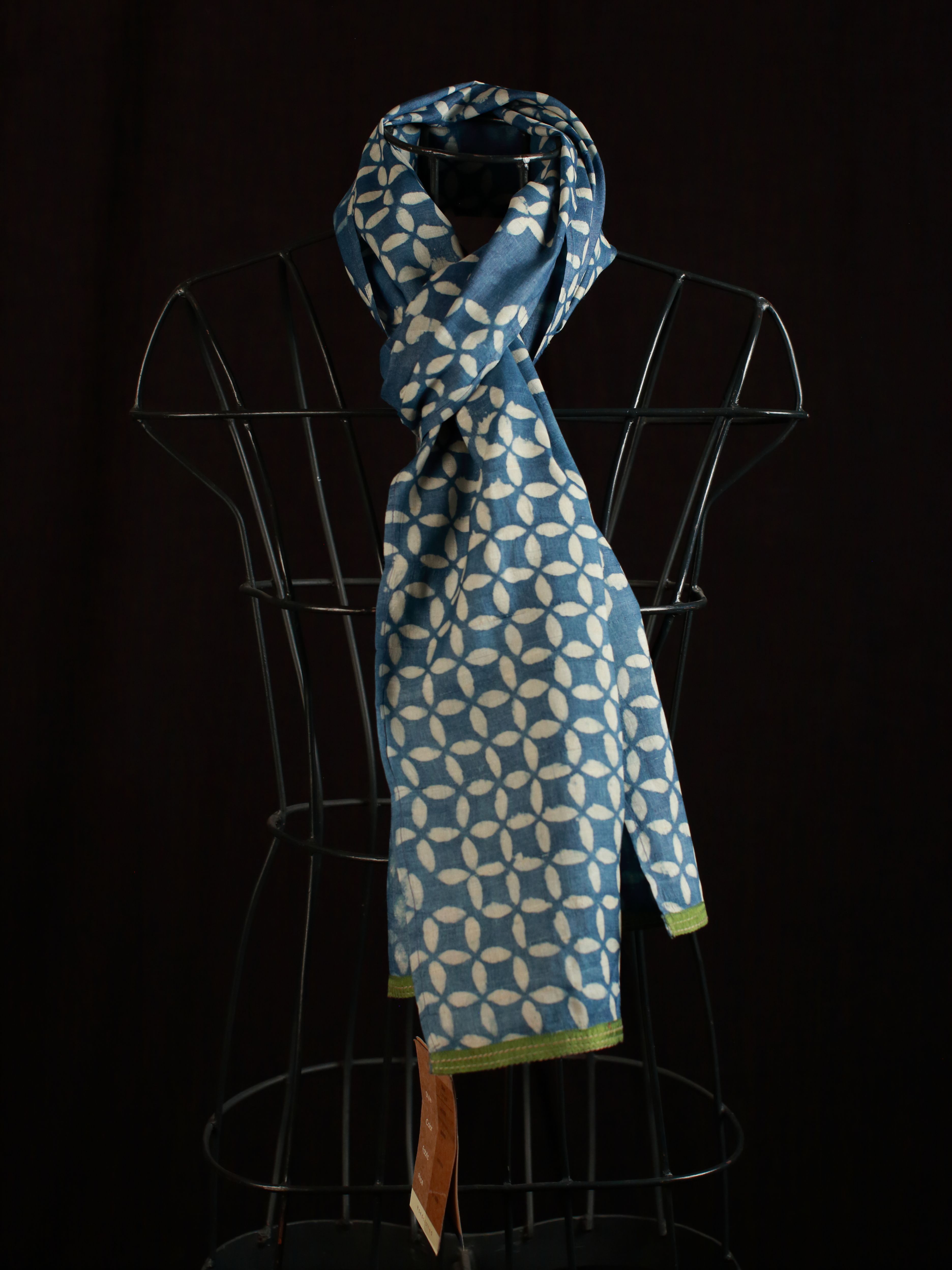 Flower Print Indigo Stole