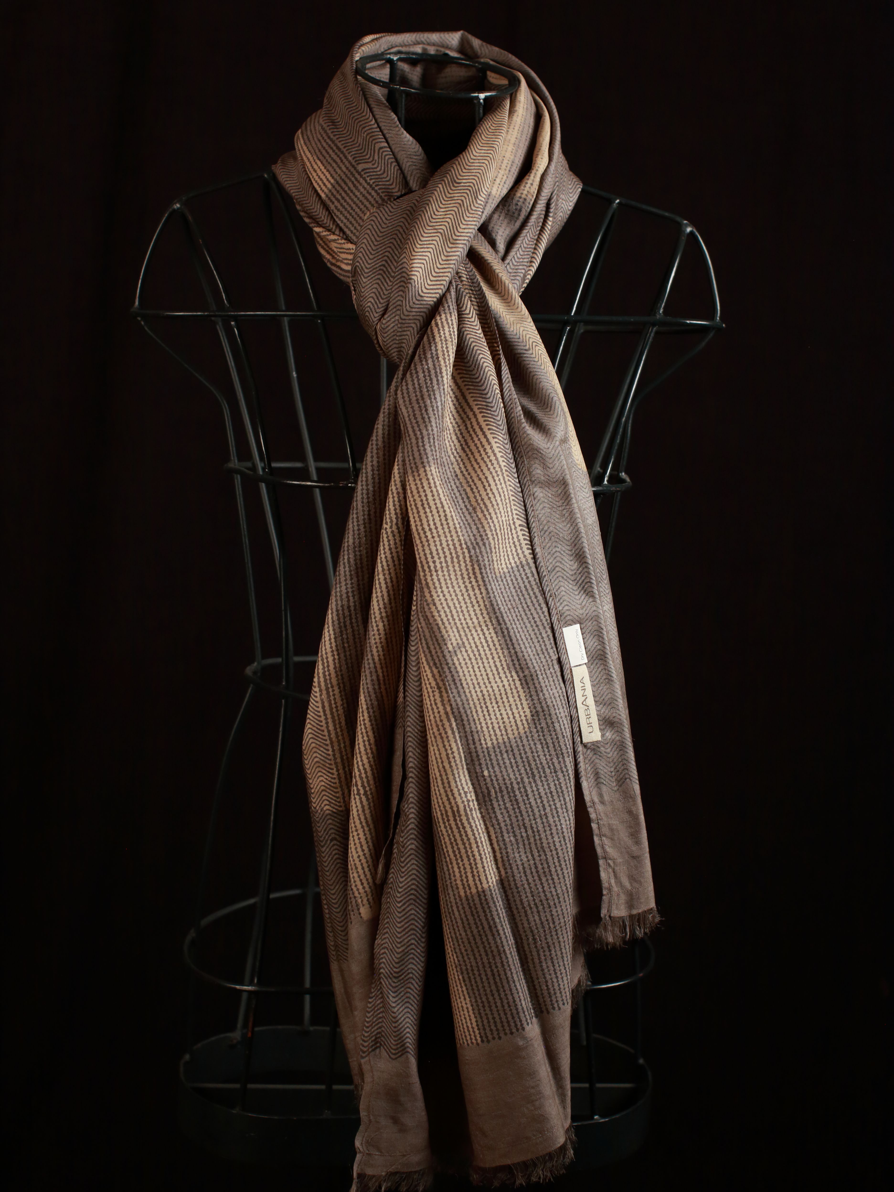 Bauhaus Chevron Print on Tussar Stole